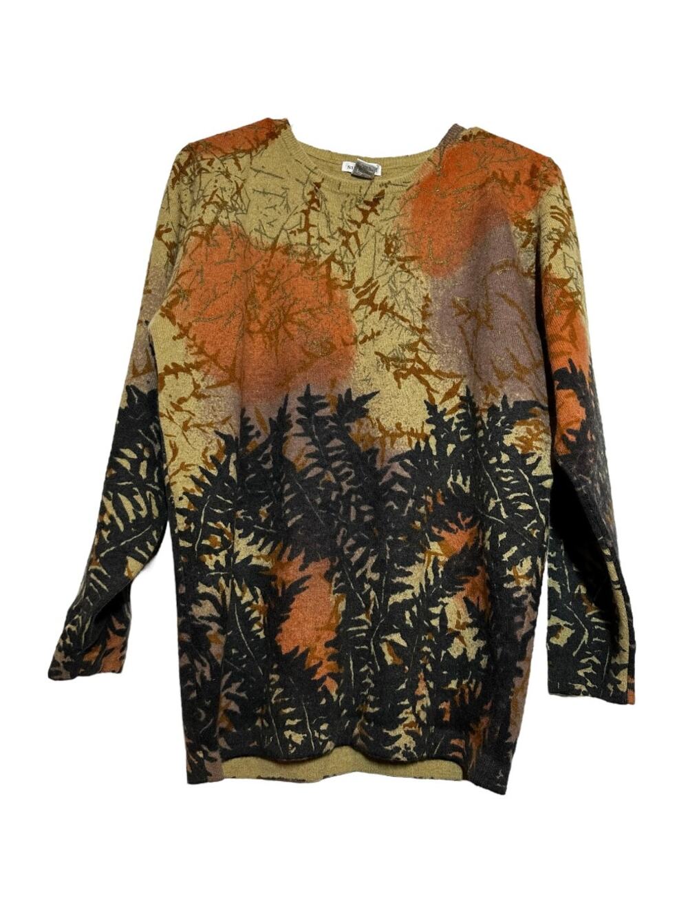 VTG Susann D Sweater Lambswool Angora Rabbit Hair 80's Mossy Oak Leaf Knit M